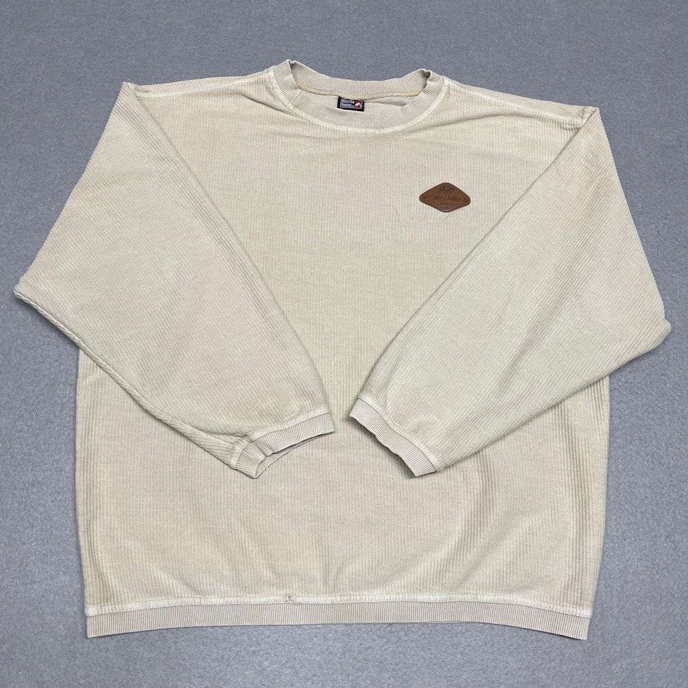 VTG Outfitter Trading Sweatshirt Mens XL Beige Lake Tahoe Ribbed Cotton Pullover
